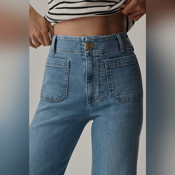 Anthropologie The Colette Crop Wide-Leg Jeans by Maeve, Color Palms Wash Size 28 - Picture 4 of 16